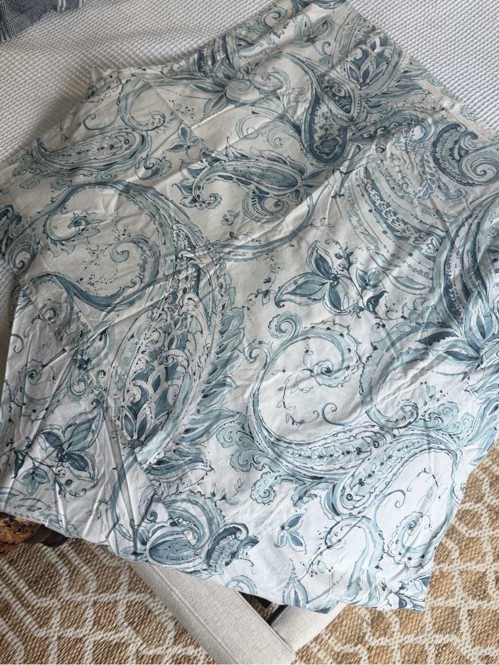 Pottery Barn Blue Paisley King-Sized Duvet Cover + Euro Shams